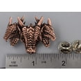 thumbnail image 3 of Three Headed Dragon Pin, Copper Plated, Fantasy, Medieval Brooch, Hat, Lapel, Backpack, Creative Pewter Designs, Handmade in USA GC046, 3 of 8