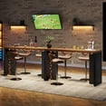 thumbnail image 6 of Tribesigns 55.12-Inch Bar Table, Home Bar Unit with a Faux Marble Finished Tabletop, Modern Freestanding Mini Bar for Home Kitchen, Living Room, Balcony, Basement, Walnut & White, 6 of 8