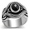 thumbnail image 1 of Bague en Acier Inoxydable Poli avec AAA Grade CZ en Jet - Taille 10, 1 of 1