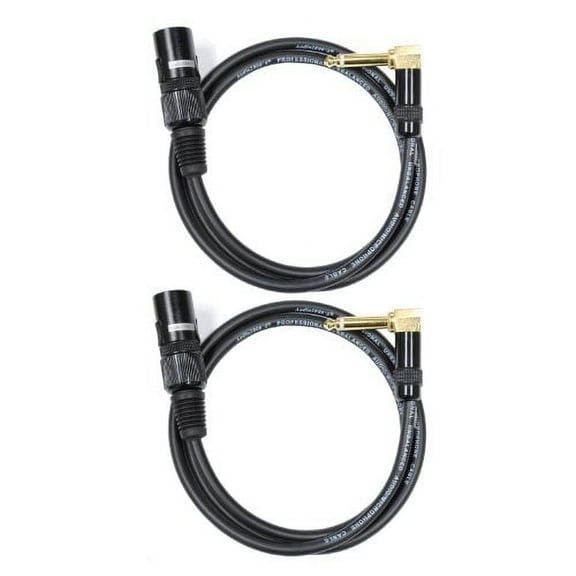 Audio2000's C17003P2 3 Ft 1/4" TS Right Angle to XLR Male Cable (2 Pack)
