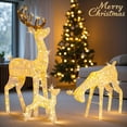 thumbnail image 2 of 5FT Pre-Lit Christmas Reindeer Family Set – 280 Warm LEDs, Indoor & Outdoor Holiday Decoration, Buck, Doe & Fawn with Weather-Resistant Metal Frame & Waterproof Fabric, Easy Assembly (White), 2 of 8