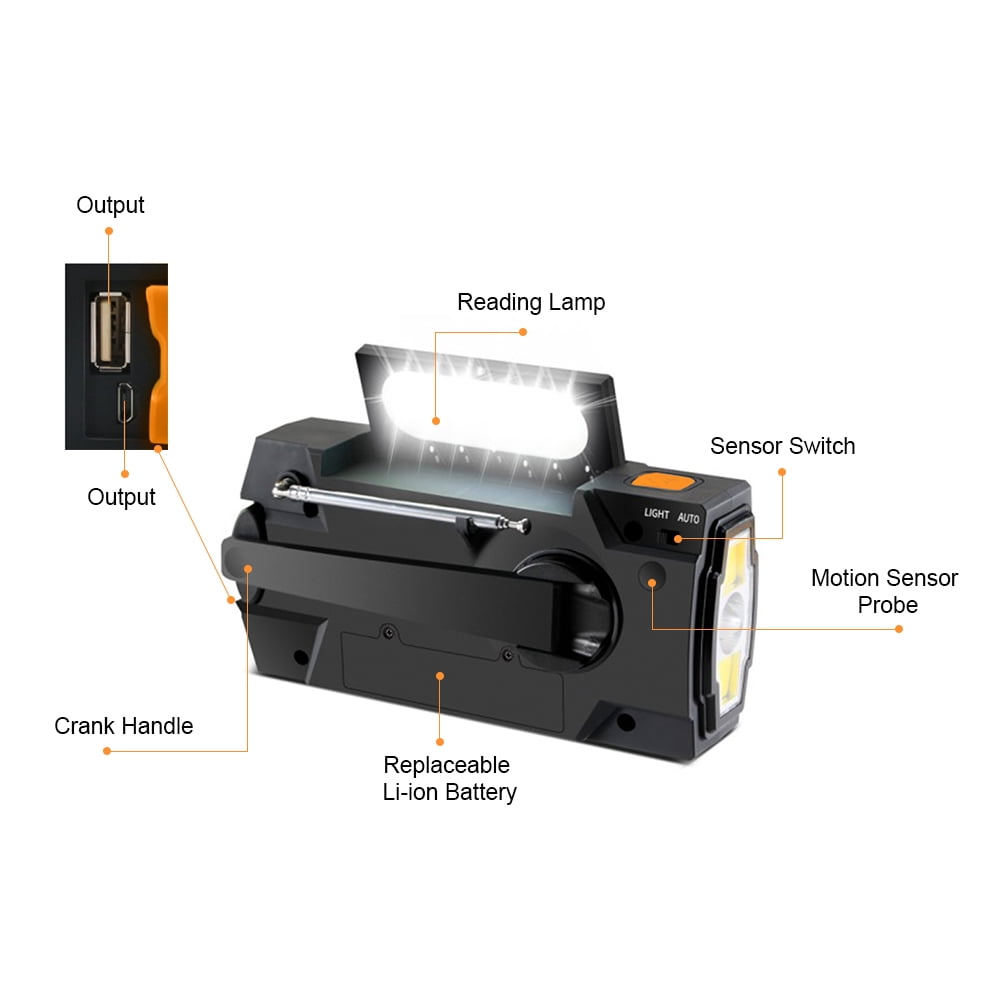 NPET Emergency Crank Radio，4000mAh-Solar Hand Crank Portable AM/FM/NOAA Weather Radio