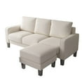 thumbnail image 5 of Zechuan Sectional Sofa - 3 Seater Sofa with Ottoman & Storage - Beige, 5 of 7