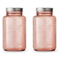 Collectors Edition Vintage Rose Colored Canning Jars, Regular Mouth Quart Jars with Lids and Bands, 32 Oz Each, Pack of 2, 2166214-2PK