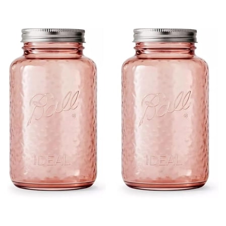 Collectors Edition Vintage Rose Colored Canning Jars, Regular Mouth Quart Jars with Lids and Bands, 32 Oz Each, Pack of 2, 2166214-2PK