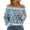 350#Blue, variant on Womens Leopard Print Off Shoulder Shirt Long Sleeve Loose Fit Fashion Pullover M