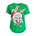 thumbnail image 2 of Bugs Bunny Women's Christmas Graphic T-Shirt with Short Sleeves, Sizes XS-XXXL, 2 of 5
