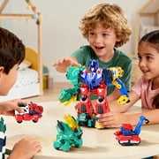 Dimoarch Magnetic Dinosaur Transforming Robot Toys for Boys Girls Age 3 4 5 6 7 8, 6-in-1 Dino Construction Trucks for Kids, Magnetic Car Toys, STEM Educational Building Toys Birthday Gift