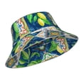 thumbnail image 2 of Easygdp Lemon and Leaves Double-Sided Reflective Fisherman Hat for Outdoor and Night Walking, Unisex, 2 of 9