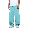 thumbnail image 2 of Baggy Sweatpants Men Casual Drawstring Waist Lightweight Wide Leg Sweat Pants for Men Sky Blue 2XL, 2 of 6