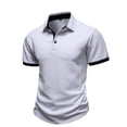 thumbnail image 4 of Yifymode Men's Textured Knit Short Sleeve Polo Shirt, Contrast Collar Regular Fit Everyday Casual Top White 3XL, 4 of 6