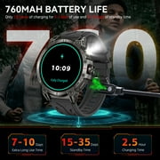 PAKRYS KC89 1.85'' HD 760mAh Battery Smart Watch for Men with LED Flashlight 100+ Sports Modes Fitness Tracker Smartwatches for iOS Android, 1pc, Black