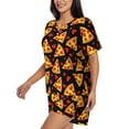 thumbnail image 2 of "Wukai Cartoon Pizza Women's Pajama Set - Short-Sleeve Top and Shorts with Elastic Waistband and Pockets for Loungewear, Yoga, and Casual Wear-X-Large, 2 of 8