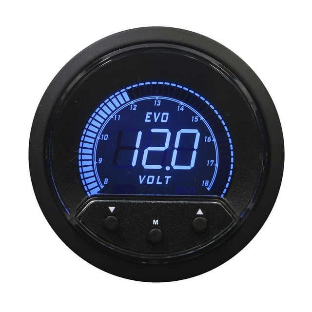 MOTOR METER RACING EVO Series 52mm 2-1/16 Pouces Jauge de Volt Numérique 8-18 Volt Bleu Rouge Blanc Vert LED Rétroéclairé Fonction d'Avertissement de Rappel
