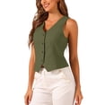 thumbnail image 5 of INSPIRE CHIC Women's Vest Sleeveless Button Down V Neck Crop Waistcoat Army Green S, 5 of 7
