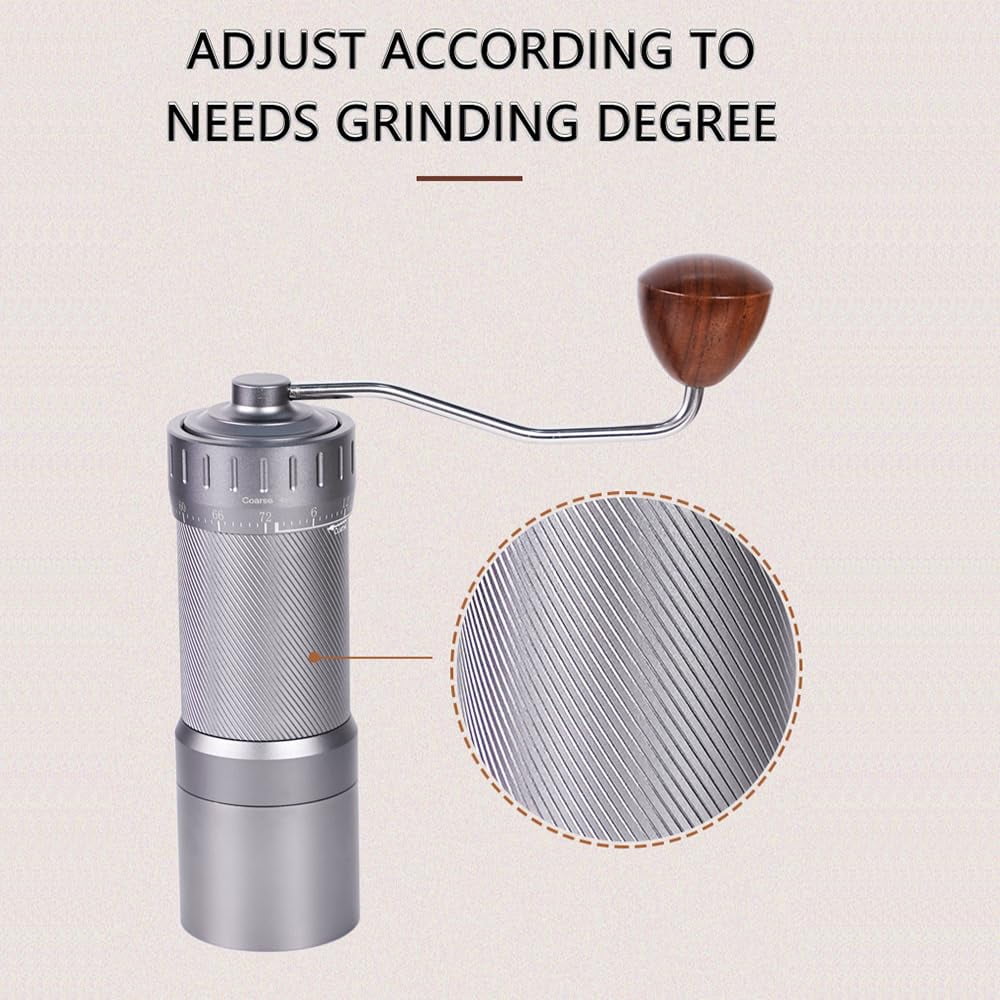 Manual Coffee Grinder, 7 Core Ghost Tooth Cone Burr, 38 or 48MM Burr Size, 420 Stainless Steel, 0-72 Grid Adjustable, for Espresso Pour over,  Coffee Hand Mill