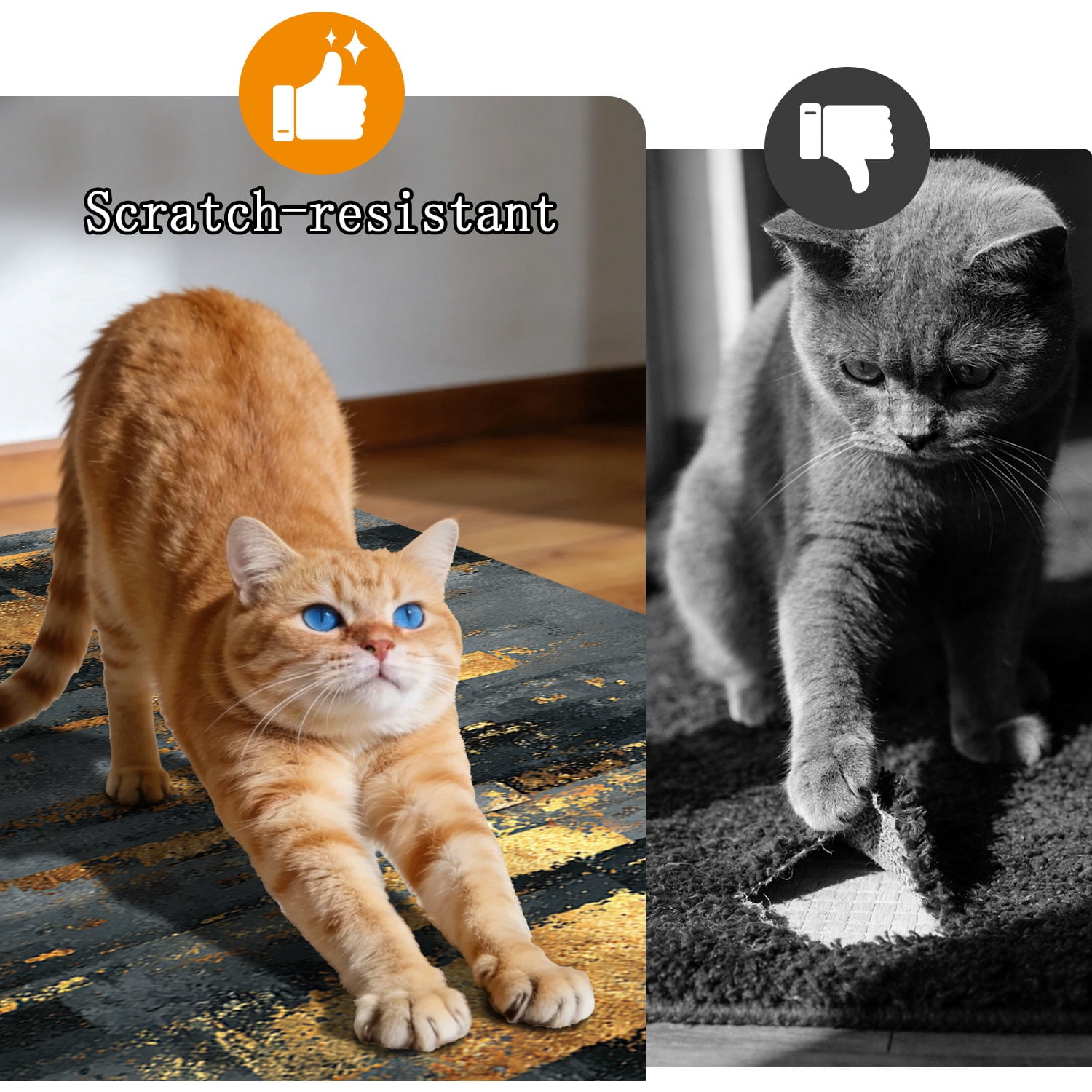 3-Piece Farmhouse Kitchen Rug Set, Washable Anti Slip Striped Floor Mats in 3 Sizes, Stain Resistant Decor Rugs for Kitchen Hallway Bathroom Home Christmas Decor