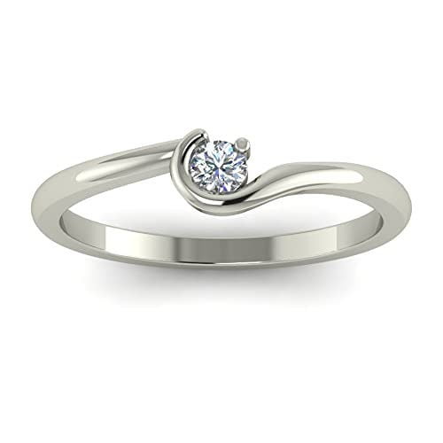 Women's REAL MOISSANITE RING , 0.85 ct Stone Engagement Promise Ring Solid 925 Sterling Silver , 18K White Gold Plated Ring , Ring for Her , Womens Ring