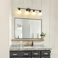 thumbnail image 3 of Modern Bathroom Light Fixtures, 4 Light Vanity Lights Over Mirror, Black Wall Lamp with Clear Glass Shade for Living Room Cabinet Bedroom Porch, 3 of 8