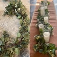 thumbnail image 7 of TETOU 1Pcs Artificial Eucalyptus Garland,6.56Ft Lush Silver Dollar Leaves Boxwood Faux Greenery Vines for Home Party Table Mantle Fireplace Holiday Sping Decorations(White Buds), 7 of 7