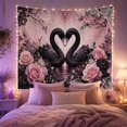 thumbnail image 2 of Black Swan Scene with Heart Shape and Pink Roses, Romantic Gothic Style for Gothic Decor Fans, Dark Wall Decor, Halloween Gift, Tapestry Wall Hanging for Bedroom and Dorm, 2 of 7