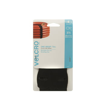 VELCRO One-Wrap Cable Ties, Black Cord Organization Straps, Thin Pre-Cut Design, 23" x 7/8" 3 Count