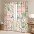 thumbnail image 2 of Manfei Patchwork Plaid Bow Blackout Curtains,Floral Stitch Window Curtains Pack of 2 (38x45 Each), 2 of 6