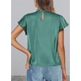 thumbnail image 2 of Blusa de Mujer PRETTYGARDEN de Satén con Volantes y Manga Corta Verde Aqua XXL, 2 of 6