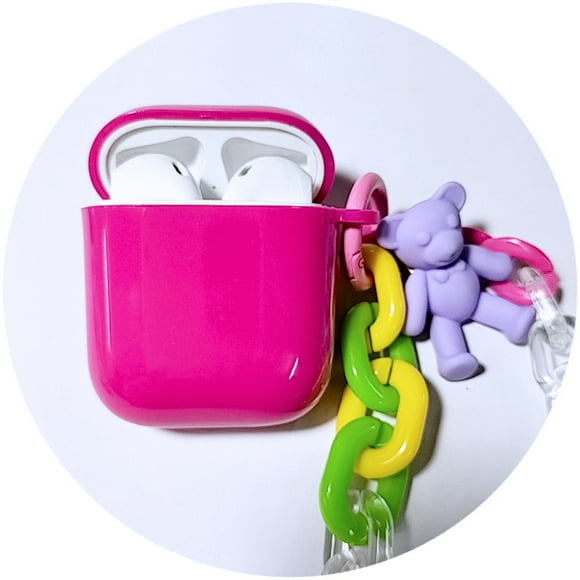 for AirPods 1/2 Case - Soft Cute Unique Cover Case with Wrist Chain for AirPods Wireless Charging Case Compatible with Airpods for Girls Teens Kids(Rose Red)