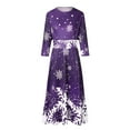 thumbnail image 6 of Christmas Dress for Women Retro Christmas Snowflake Print Long Round Neck Half Sleeve Made of Polyester and Spandex with Soft and Flowy Feature, 6 of 6