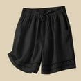 thumbnail image 2 of Amvlyk Lounge Shorts for Women Plus Size Cotton Linen Wide Leg Short Pants with Pockets Solid Color Elastic Lightweight Athletic Shorts Loose Running Drawstring Casual Shorts for Workout Gym Exercise, 2 of 5