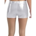 thumbnail image 2 of TTAO Kids Girls Elastic Waist Dance Bottoms Gymnastics Shorts Sports Yoga Workout Sparkle Activewear Silver 3-4, 2 of 3