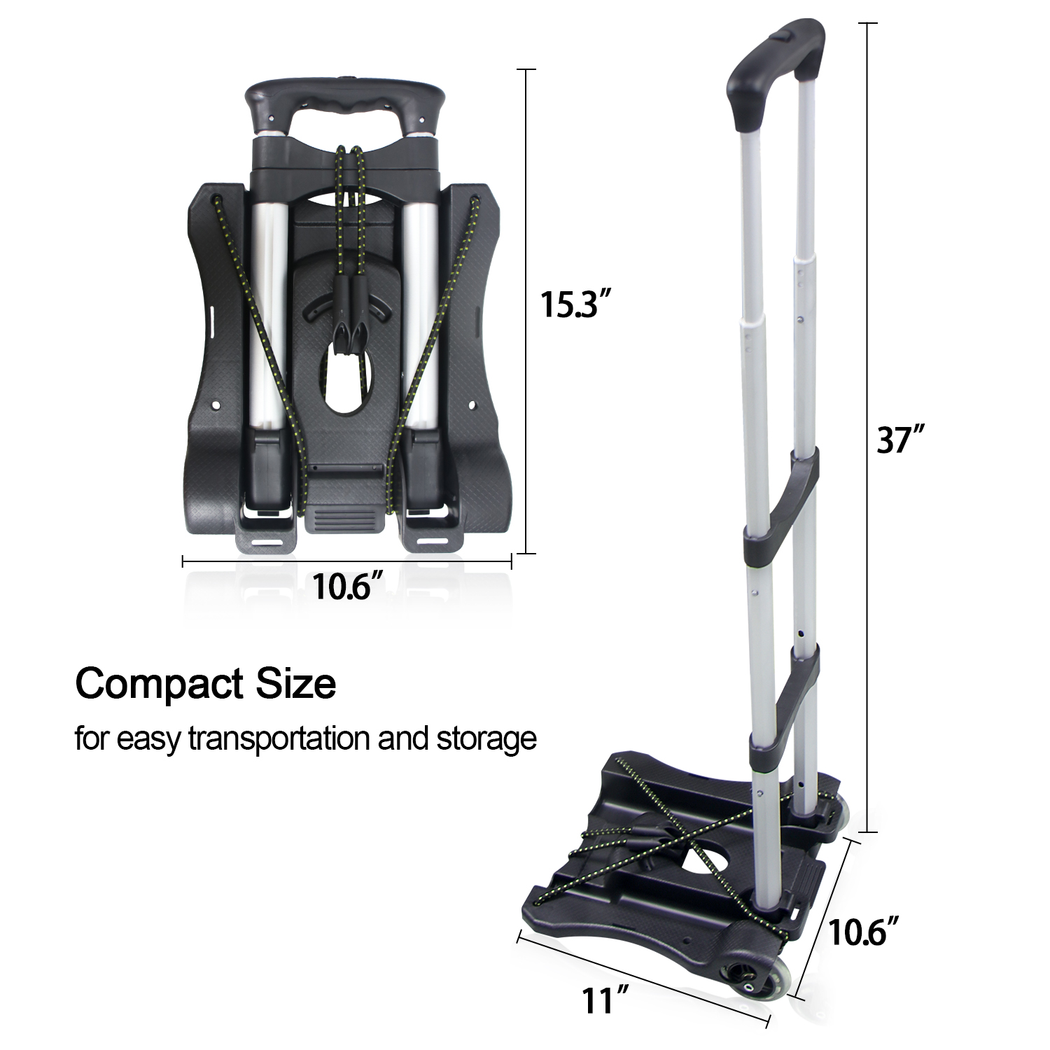 Sutekus Folding Hand Truck and Dolly 110-lbs Lightweight Portable Luggage  Cart for School Travel Office Moving, Black