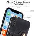 thumbnail image 3 of Wallet Case for iPhone X / XS, Ring Holder Kickstand Retro Premium Leather Credit Card Holder [ RFID Blocking ] Case with Wrist Strap Back Magnetic Clasp Flip For iPhone X / XS, Black, 3 of 14