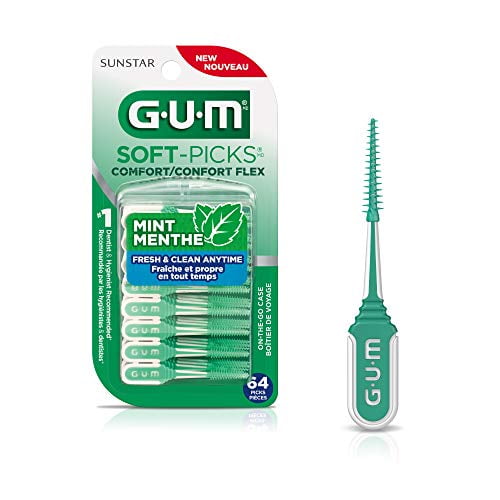 GUM Soft-Picks® Comfort Flex, Mint Flavoured, Travel Case, 64 Picks X 6 Packs (384 Picks Total)