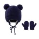thumbnail image 1 of Gorro Con Orejas De Punto Cálido Para Bebés Y Niños, Conjunto De Guantes Cálidos, Gorro De Cúpula Encantador De Color Sólido + Guantes, Novedad De 2021 Moyic AP006663-04, 1 of 6