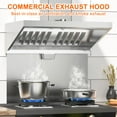 thumbnail image 3 of HAN'KITCHEN'LON'S 4FT Stainless Steel Commercial Exhaust Hood for Concession Trailers, featuring 2 Removable Filters, Grease Cup, Hood Light, and Rust Resistance. NSF Listed for Restaurant Use, 3 of 7