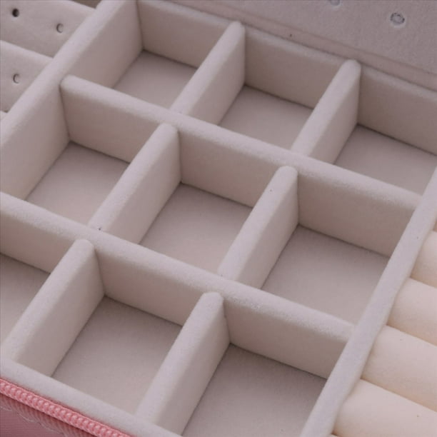 2X Estilo Coreano Joyero Organizador Exhibidor Almacenamiento Grande Gran Espejo Multifunción Collar Pendiente Anillo Caja para JoyeríA Rosa