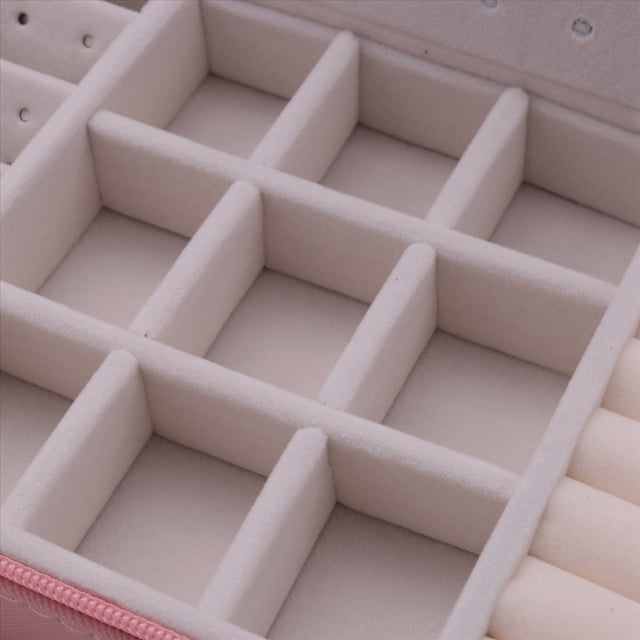2X Estilo Coreano Joyero Organizador Exhibidor Almacenamiento Grande Gran Espejo Multifunción Collar Pendiente Anillo Caja para JoyeríA Rosa