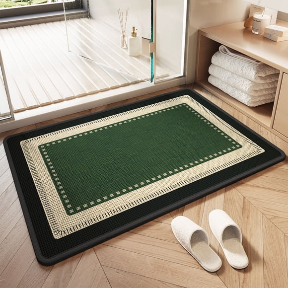 Non Slip Bathroom Carpet Mat Absorbent Floor Mat - Linen Soft Entryway Rug, Machine Washable, Multicolor, JKODE