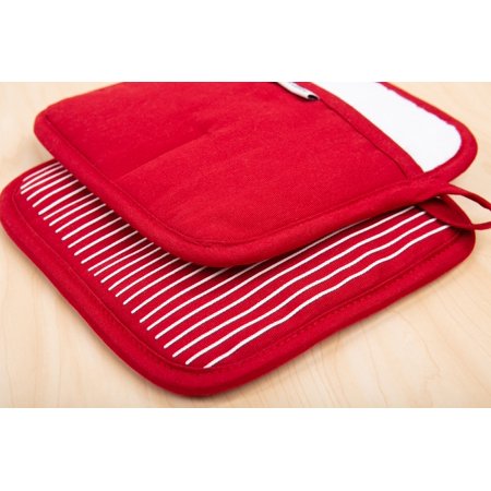 Better Homes & Gardens Silicone Printed Pot Holders Kitchen Set, 2 Piece, 8 in x 8 in, Red