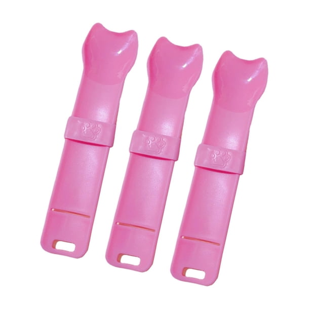 3 piezas de comederos de tiras para gatos, soporte para cuchara exprimidora de tiras para puré líquido Rosa