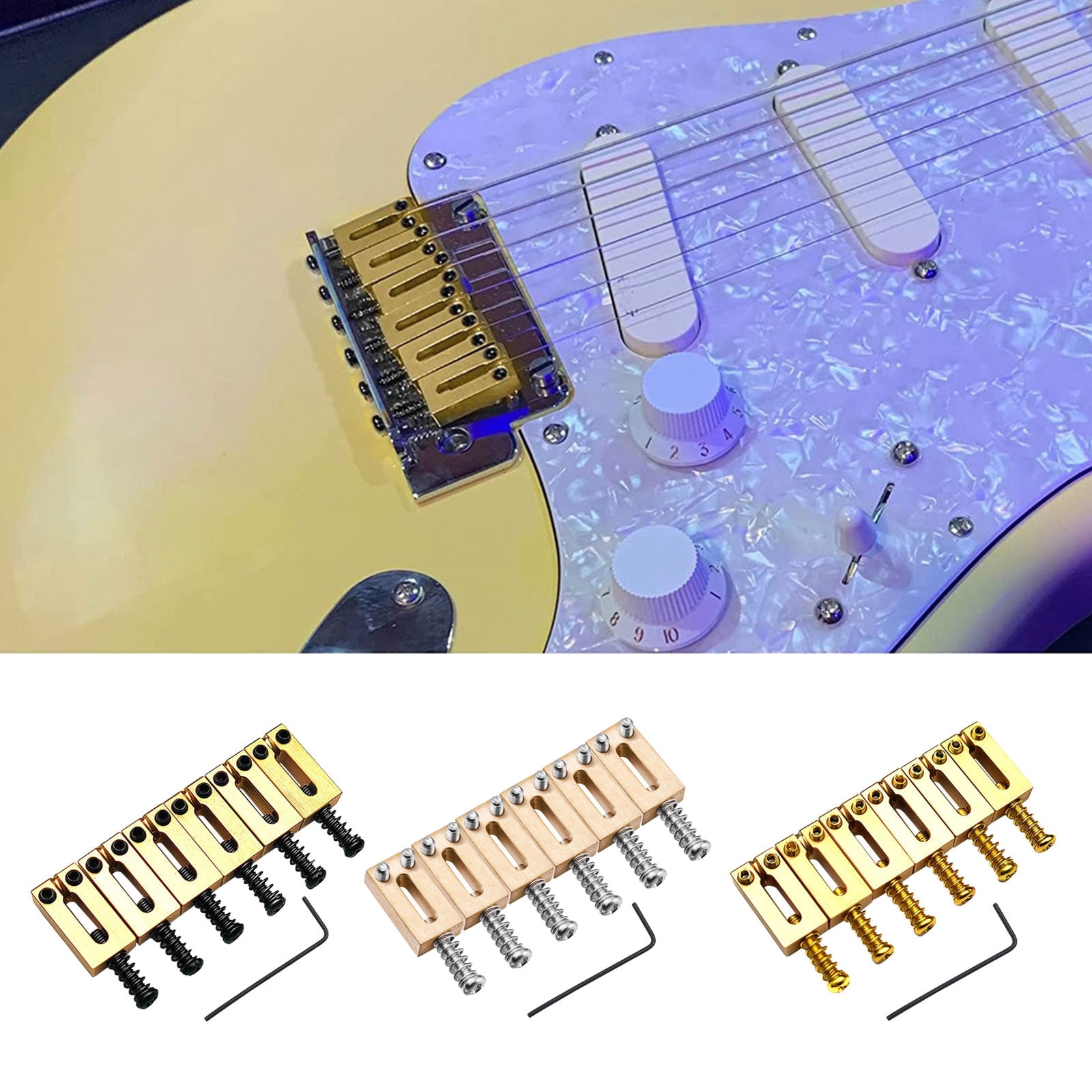 6Pcs 10.5mm Guitar Bridge Saddles Brass Tremolo Bridges Saddle Electric Guitar Bridge Saddles Guitar Parts Replacements
