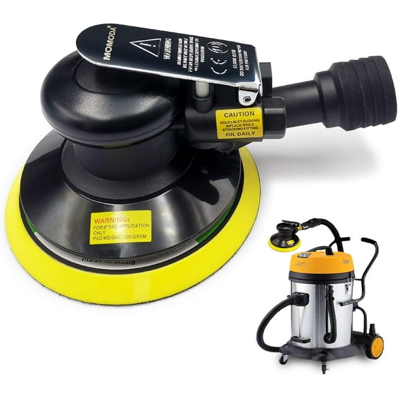 Professional Air Random Orbital Sander, 6 inch Dual Action Pneumatic Sander Suitable for Heavy Duty and Connect to Vacuum Cleaner