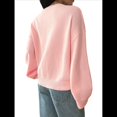 thumbnail image 3 of Suéter Informal Cómodo de Color Liso con Cuello en V, Larga y Punto Acanalado Suave para Mujer. Rosa M, 3 of 7