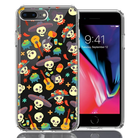 MUNDAZE For Apple iPhone 7/8 Plus Day of the Dead Design Double Layer Phone Case Cover