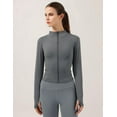 thumbnail image 2 of ORUYROP Veste de Course Légère Extensible pour Femmes avec Fermeture Éclair Complète et Trous pour les Pouces, 2 of 7