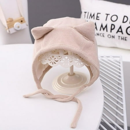 

Cute Warm Hat For Autumn Winter Baby Cartoon Cat Shape Cotton Baby Ear Cap Blue