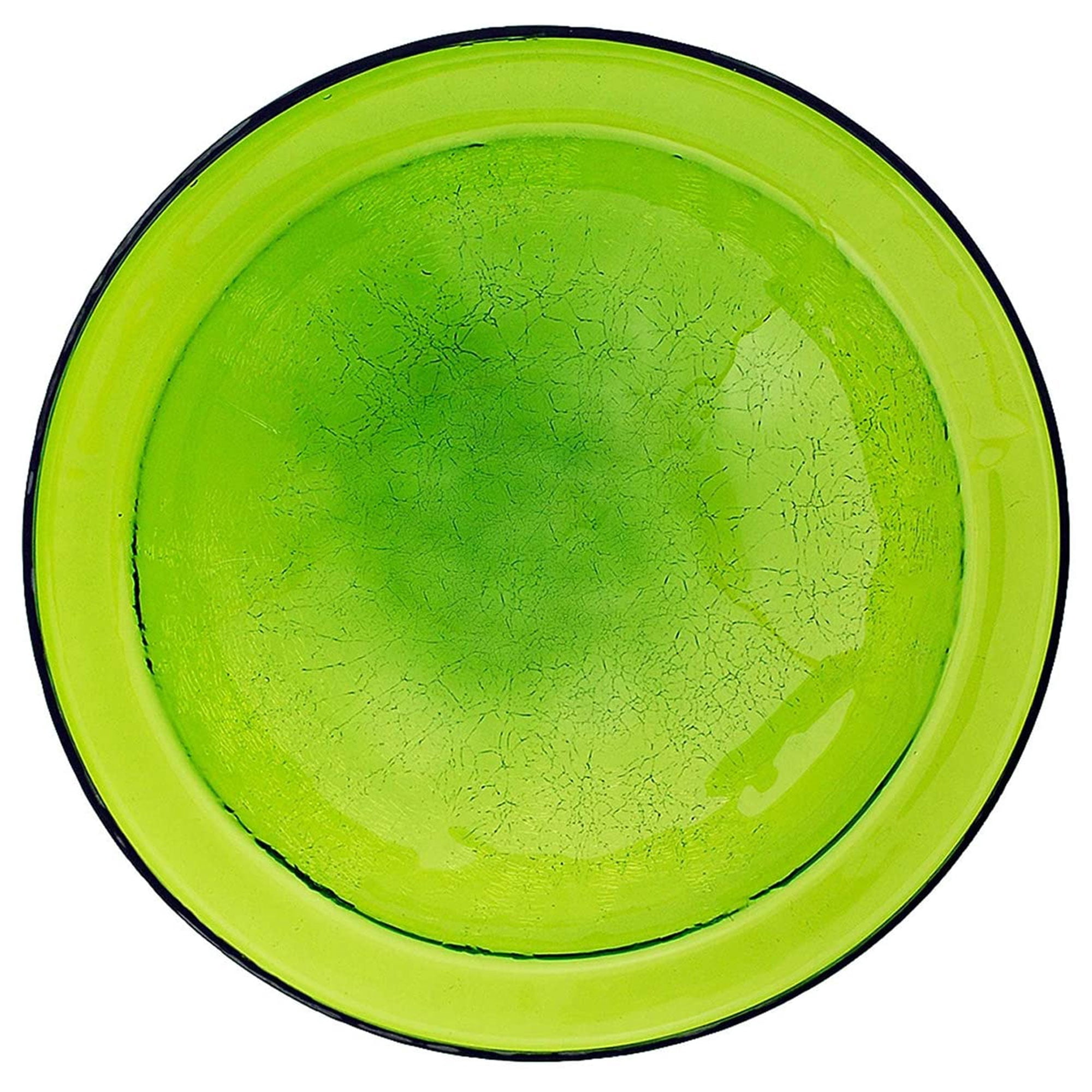 Achla Designs 12 In Crackle Glass Birdbath Decoration w/ Rail Mount, Green
