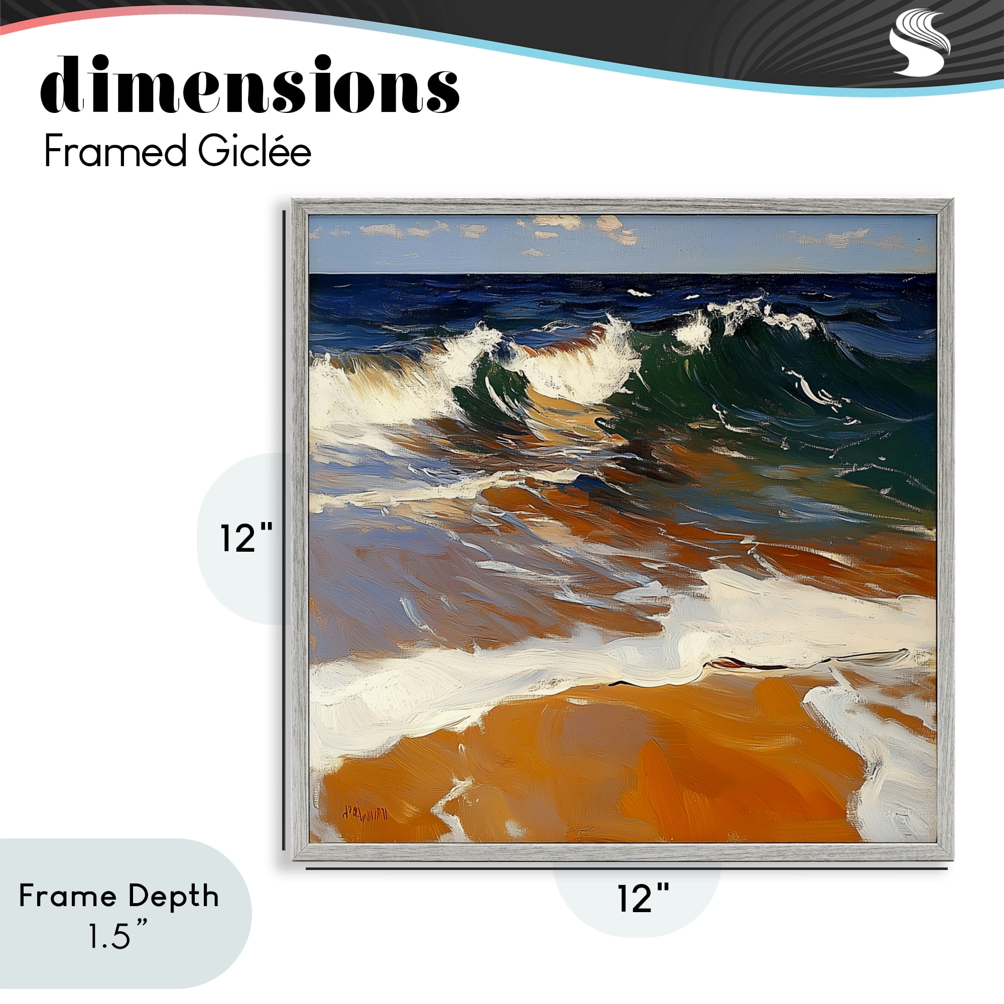 Stupell Industries Glassy Wave Break Gray Framed Giclee Art, design by Walker Noble